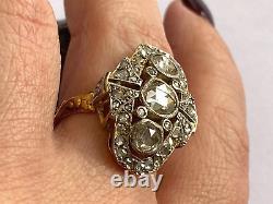 Antique Rare Imperial Russian KF Faberge AH 72 18k Gold Rose Cut Diamonds Ring