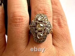 Antique Rare Imperial Russian KF Faberge AH 72 18k Gold Rose Cut Diamonds Ring