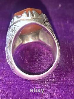 Antique Rare Mens Imperial Russian Seal Silver Ring. 84- Cornelian