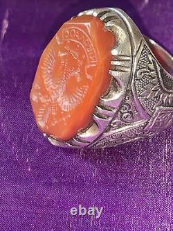 Antique Rare Mens Imperial Russian Seal Silver Ring. 84- Cornelian