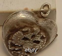 Antique Rare Pendant Heart Box Silver 84 Russian Imperial Mother of God