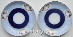 Antique Rare Set 2 Tea Plates Gardner Russian Imperial Porcelain Stamp end 19th