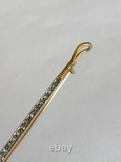 Antique Riding Stick Brooch Imperial Russian Faberge 18k 72 Gold Ruby Diamond