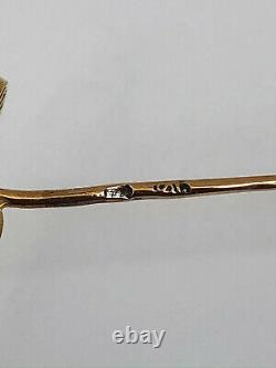 Antique Riding Stick Brooch Imperial Russian Faberge 18k 72 Gold Ruby Diamond