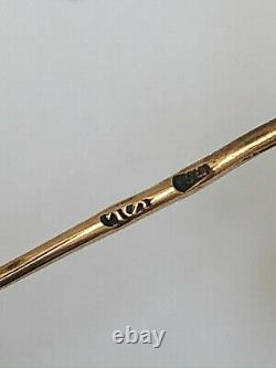 Antique Riding Stick Brooch Imperial Russian Faberge 18k 72 Gold Ruby Diamond