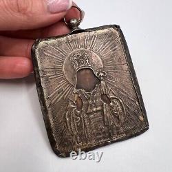 Antique Russian 84 Silver Orthodox Icon Saint Nicholas Virgin Mary Imperial Rare