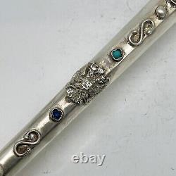 Antique Russian 84 Silver Torah Pointer Yad Judaica Jewish 1873y. 35 cm