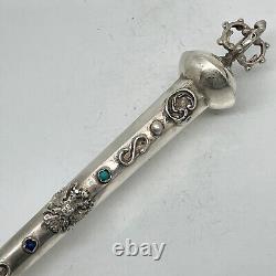 Antique Russian 84 Silver Torah Pointer Yad Judaica Jewish 1873y. 35 cm