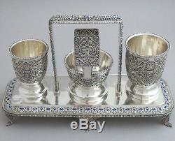 Antique Russian French Sterling Silver Smoking Companion Set Tobacco Cigar Royal