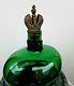 Antique Russian Green Glass Bottle With Imperial Bronze Crown
