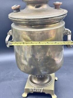 Antique Russian Imperial 19th Century Brass Samovar TH KF 1499 AS IS 18.5