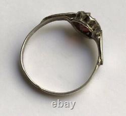 Antique Russian Imperial 19th century Silver 84 pr With Garnet Women Ring 1.8 gr
