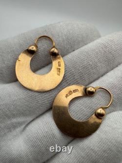 Antique Russian Imperial 56 14K Gold Earrings Floral Design 1880s 2.38g