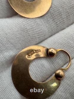 Antique Russian Imperial 56 14K Gold Earrings Floral Design 1880s 2.38g
