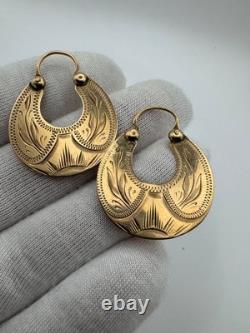 Antique Russian Imperial 56 14K Gold Earrings Floral Design 1880s 3.71g