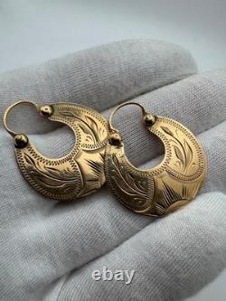 Antique Russian Imperial 56 14K Gold Earrings Floral Design 1880s 3.71g