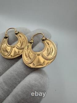Antique Russian Imperial 56 14K Gold Earrings Floral Design 1880s 3.71g