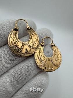 Antique Russian Imperial 56 14K Gold Earrings Floral Design 1880s 3.71g