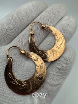 Antique Russian Imperial 56 14K Gold Earrings Floral Design 1880s 5.60g