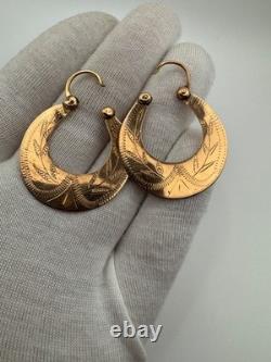 Antique Russian Imperial 56 14K Gold Earrings Floral Design 1880s 5.60g