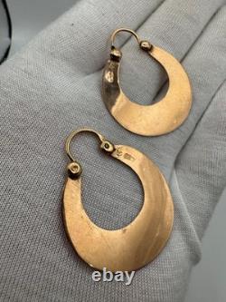 Antique Russian Imperial 56 14K Gold Earrings Floral Design 1880s 5.60g