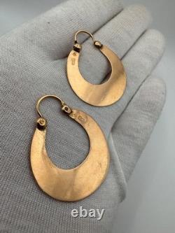 Antique Russian Imperial 56 14K Gold Earrings Floral Design 1880s 5.60g