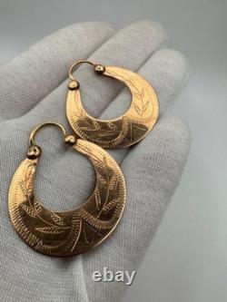 Antique Russian Imperial 56 14K Gold Earrings Floral Design 1880s 5.60g