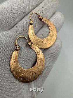 Antique Russian Imperial 56 14K Gold Earrings Floral Design 1880s 5.60g