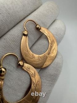 Antique Russian Imperial 56 14K Gold Earrings Floral Design 1880s 5.60g