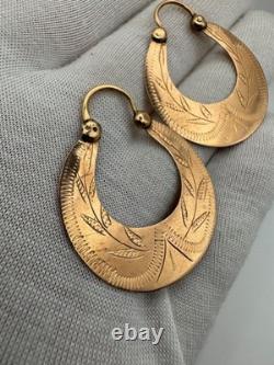 Antique Russian Imperial 56 14K Gold Earrings Floral Design 1880s 5.60g