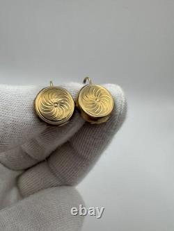 Antique Russian Imperial 56 14K Gold Earrings Interesting Design 1880s 1.76g