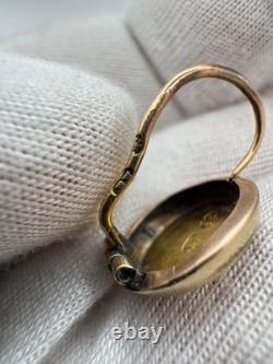 Antique Russian Imperial 56 14K Gold Earrings Interesting Design 1880s 1.76g