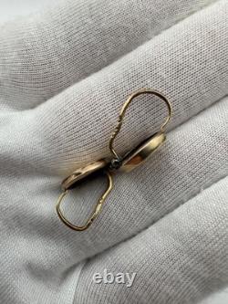 Antique Russian Imperial 56 14K Gold Earrings Interesting Design 1880s 1.76g