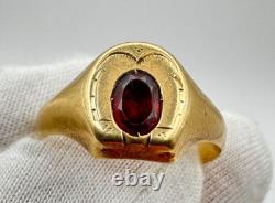 Antique Russian Imperial 56 14K Gold Ring Ruby ca. 1880 US 11.25 2.67g