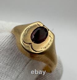Antique Russian Imperial 56 14K Gold Ring Ruby ca. 1880 US 11.25 2.67g