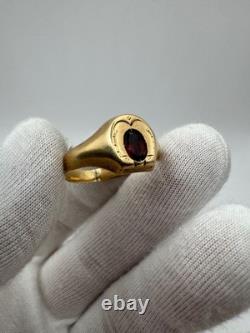Antique Russian Imperial 56 14K Gold Ring Ruby ca. 1880 US 11.25 2.67g