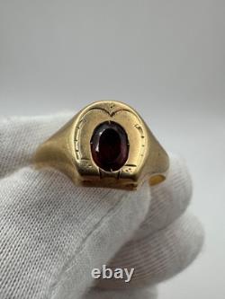 Antique Russian Imperial 56 14K Gold Ring Ruby ca. 1880 US 11.25 2.67g
