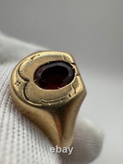Antique Russian Imperial 56 14K Gold Ring Ruby ca. 1880 US 11.25 2.67g