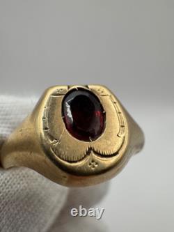 Antique Russian Imperial 56 14K Gold Ring Ruby ca. 1880 US 11.25 2.67g