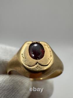 Antique Russian Imperial 56 14K Gold Ring Ruby ca. 1880 US 11.25 2.67g