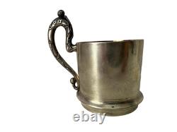 Antique Russian Imperial 84 Silver Cup Holder Engraved Gilded Interior TS Mark