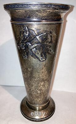 Antique Russian Imperial 84 Silver Vase Trophy Horses Equestrian
