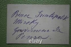 Antique Russian Imperial Annotated Calling Card Prince Peter Sviatopolk-Mirsky