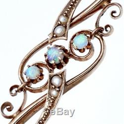 Antique Russian Imperial Art Nouveau Deco 56 Gold Opal Pearl Brooch Pin Pendant