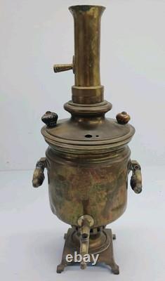 Antique Russian Imperial Batashev Brass Samovar With Stamps 20 Tall For Repair