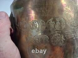 Antique Russian Imperial Batashev Brass Samovar With Stamps 20 Tall For Repair