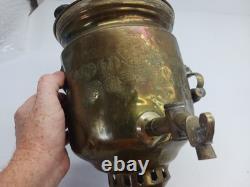 Antique Russian Imperial Batashev Brass Samovar With Stamps 20 Tall For Repair