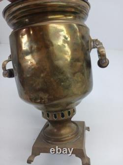 Antique Russian Imperial Batashev Brass Samovar With Stamps 20 Tall For Repair