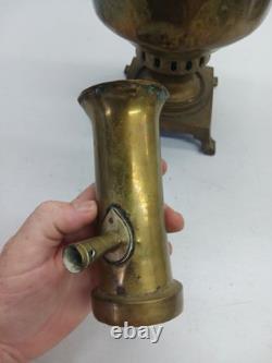 Antique Russian Imperial Batashev Brass Samovar With Stamps 20 Tall For Repair