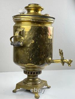 Antique Russian Imperial Batashev Brass Samovar With Stamps 21 Tall